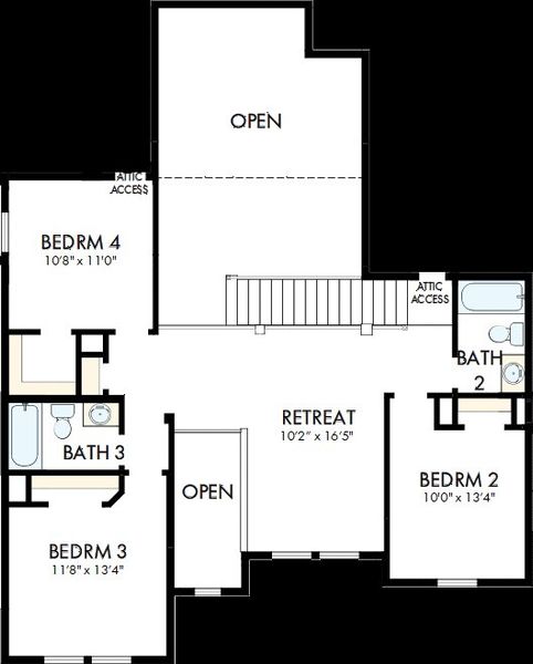2D floor plan layout of this home in Crighton Cove - Enclave Collection, Conroe, TX (Image 3).
