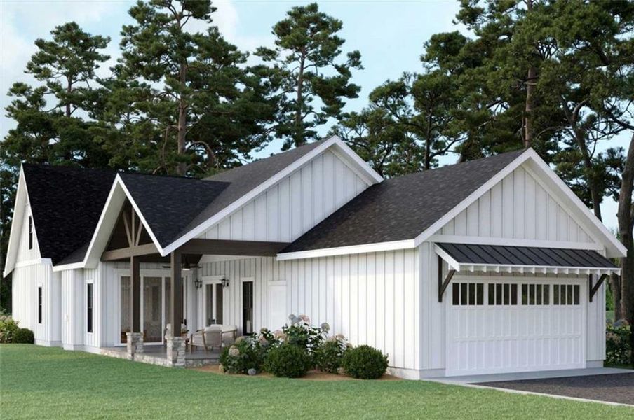 Front exterior of a new home in , Ball Ground, GA, highlighting curb appeal (Image 8). Front exterior of a new home in , Ball Ground, GA, highlighting curb appeal (Image 8).