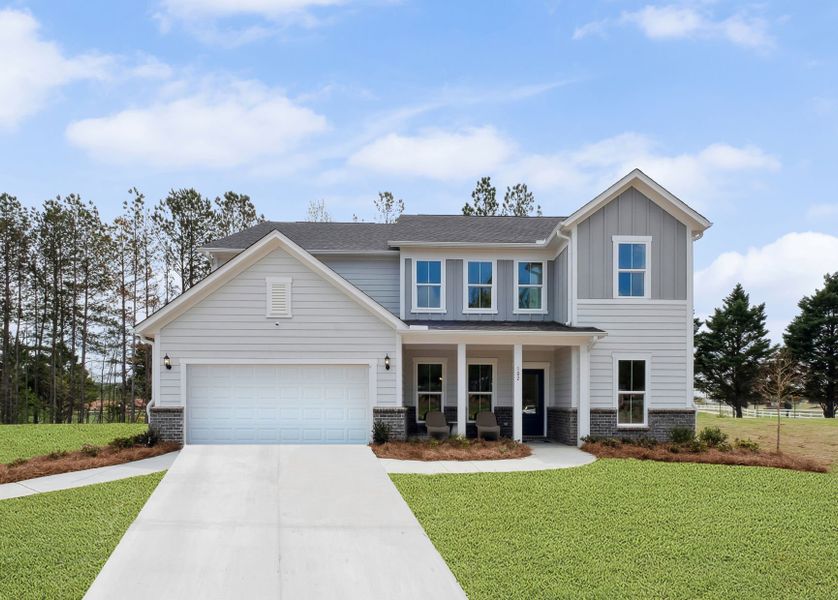 Front exterior of a new home in Hamilton Place, Cartersville, GA, highlighting curb appeal (Image 24).