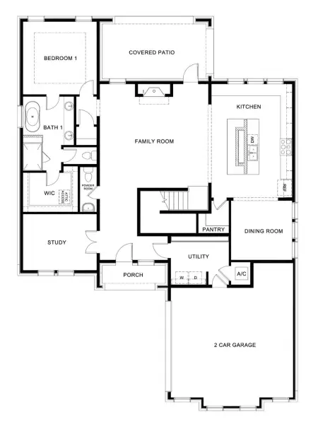 2D floor plan layout for the Austen by D.R. Horton in Grace Woods, Carrollton, TX (Image 3).