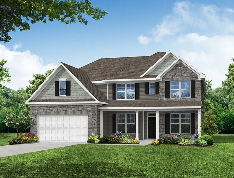 Representative exterior photo of a completed home built from the Charleston by Eastwood Homes in Arbordale Reserve, Blythewood, SC (Image 7). Representative exterior photo of a completed home built from the Charleston by Eastwood Homes in Arbordale Reserve, Blythewood, SC (Image 7).