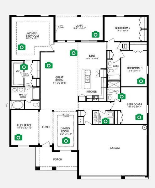 2D floor plan layout for the Sierra by Maronda Homes in Applewood Reserve, Lakeland, FL (Image 4).