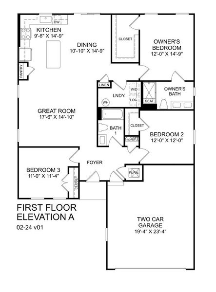2D floor plan layout for the Grand Cayman by Ryan Homes in Overture Pointe Ranches, Hickory, NC (Image 2).