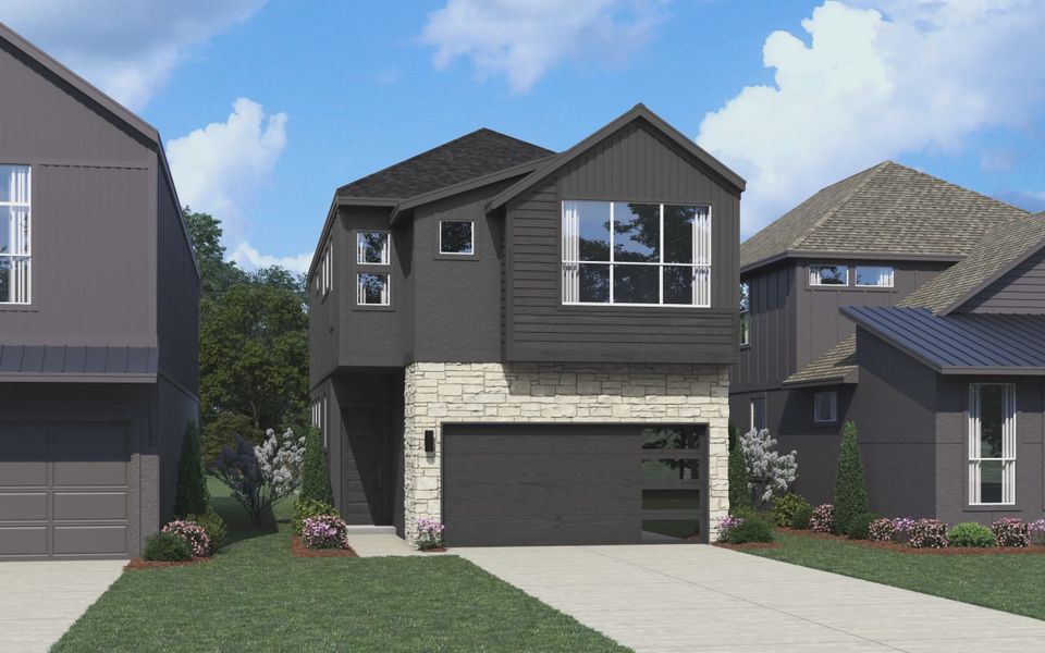Representative exterior photo of a completed home built from the Balder by Chesmar Homes in Prominence Urban, San Antonio, TX (Image 8).