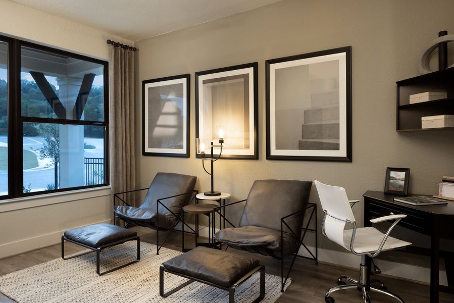 Representative furnished interior of a home built from the Quinley by Scott Felder Homes in Prominence, San Antonio (Image 12).