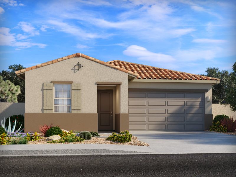 Representative exterior photo of a completed home built from the Topaz by Meritage Homes in Alamar at Rocking K, Vail, AZ (Image 9). Representative exterior photo of a completed home built from the Topaz by Meritage Homes in Alamar at Rocking K, Vail, AZ (Image 9).