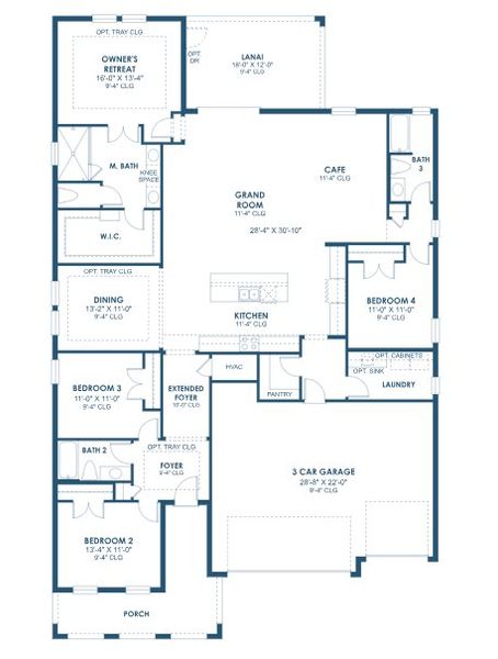 2D floor plan layout for the Hyde Park III by Homes by WestBay in Pasadena Ridge, Pasadena Hills, FL (Image 3).
