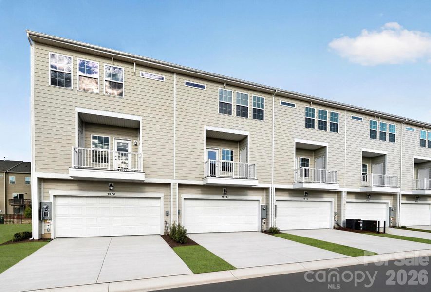 2 car garage with covered balcony