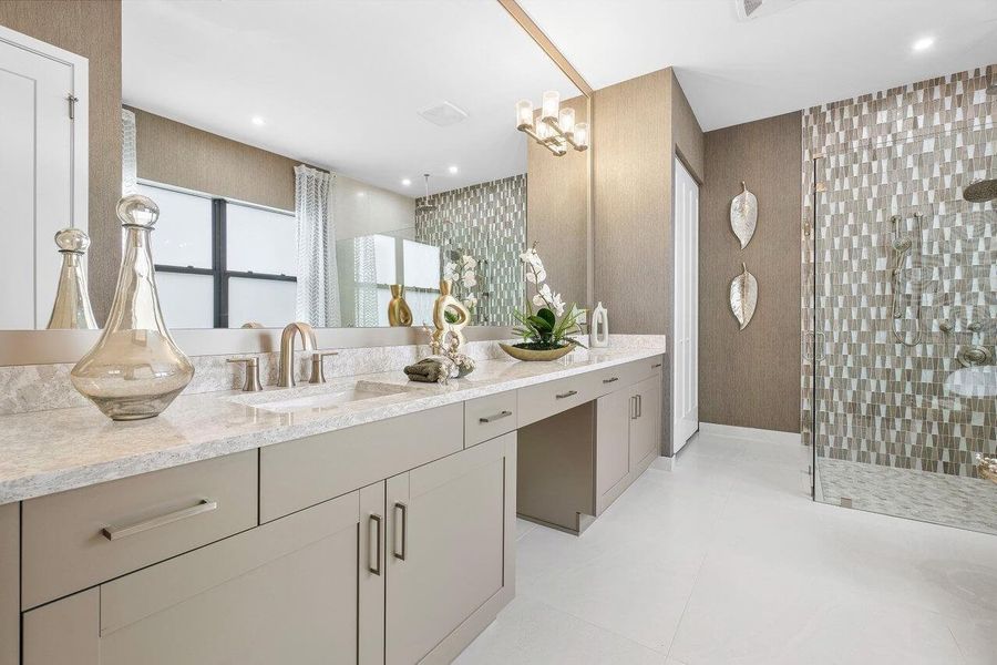 Primary bath- model home not actual home Primary bath- model home not actual home