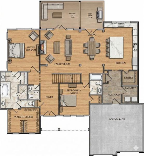 2D floor plan layout of this home in , Flowery Branch, GA (Image 3).