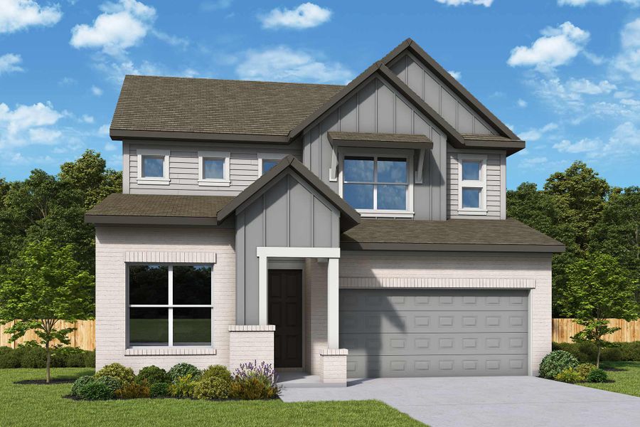 Front exterior of a new home in Elyson - Reserve Collection, Katy, TX, highlighting curb appeal (Image 23).