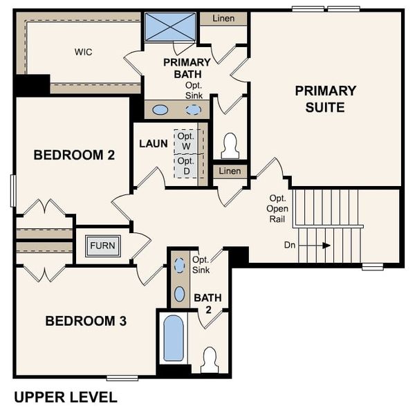 2D floor plan layout for the PLATTE by Century Communities in Magnolia Springs, Montgomery, TX (Image 4).