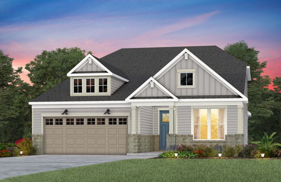 Front exterior of a new home in Carolina Riverside, Belmont, NC, highlighting curb appeal (Image 23).