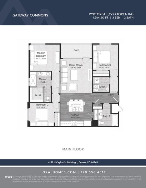 2D floor plan layout of this home in Gateway Commons, Denver, CO (Image 3).