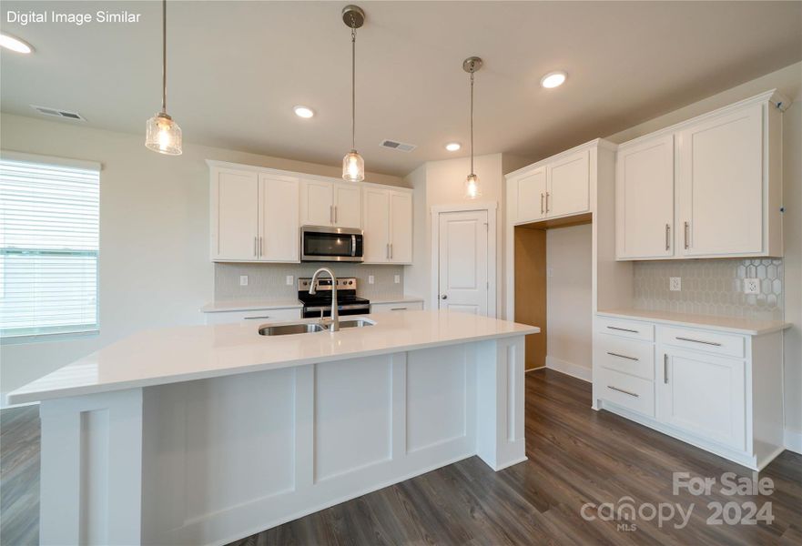 Digital Image Similar: Kitchen with bar seating- Black lighting and faucet package.