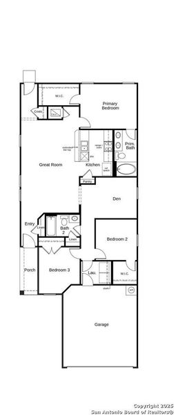 2D floor plan layout of this home in Woodside Farms, Seguin, TX (Image 2).