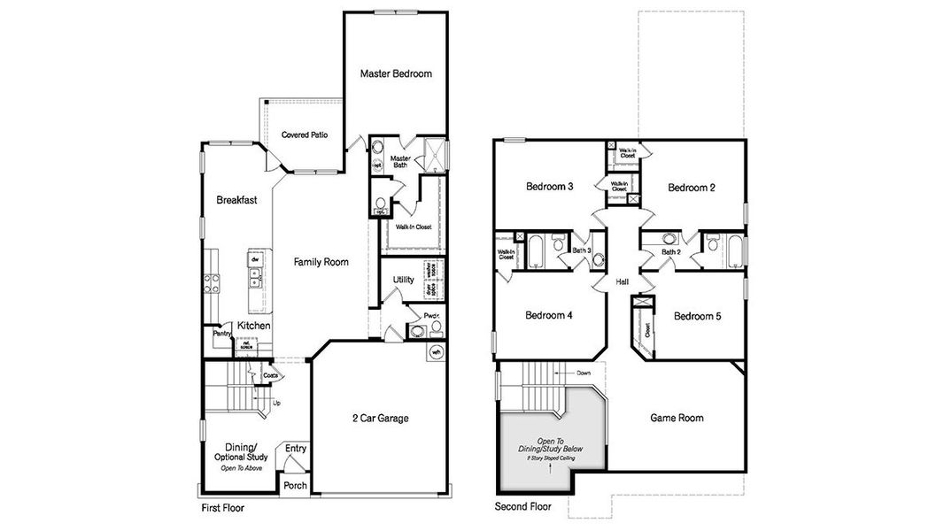 2D floor plan layout for the The Salerno by D.R. Horton in Veranda, San Antonio, TX (Image 3).