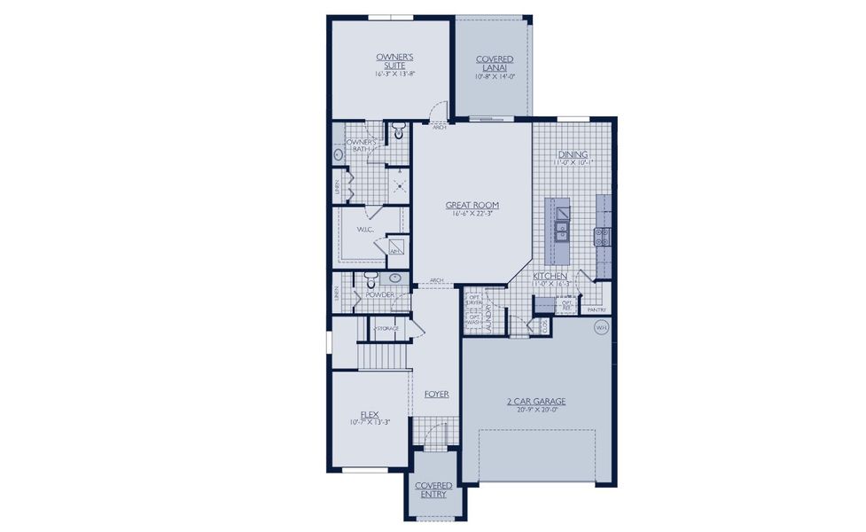 2D floor plan layout for the 50' - Sandalwood by William Ryan Homes in Myers Estates, Seffner, FL (Image 27).
