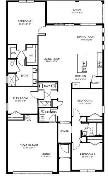 2D floor plan layout for the Delray by D.R. Horton in Blossom Trail, Greenacres, FL (Image 3). 2D floor plan layout for the Delray by D.R. Horton in Blossom Trail, Greenacres, FL (Image 3).