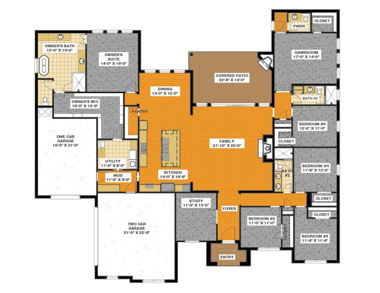2D floor plan layout of this home in Summit Ranch, Aledo, TX (Image 5).