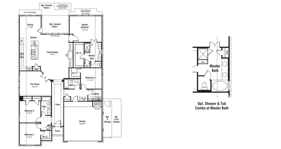 2D floor plan layout for the Cameron by Scott Felder Homes in Windsong, Boerne, TX (Image 4).