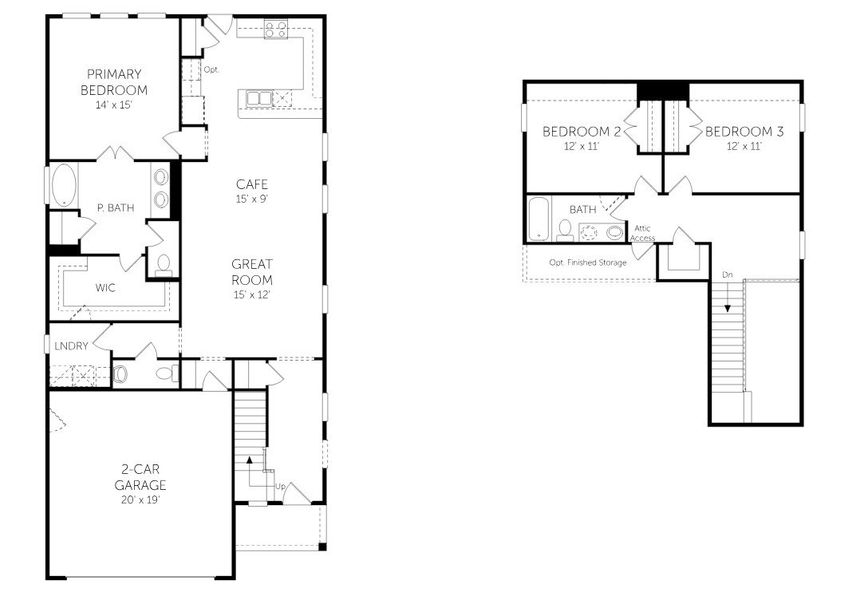 2D floor plan layout for the Hadley - Heritage Series by Dream Finders Homes in The Settlement, Simpsonville, SC (Image 5). 2D floor plan layout for the Hadley - Heritage Series by Dream Finders Homes in The Settlement, Simpsonville, SC (Image 5).