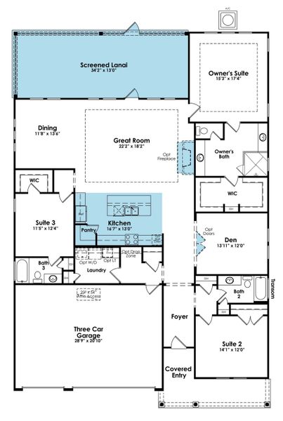 2D floor plan layout of this home in Cresswind Charleston, Summerville, SC (Image 5).