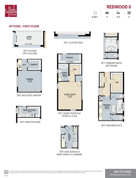 2D floor plan layout for the Redwood II by Park Square Residential in The Sanctuary at Seaire, Parrish, FL (Image 4).