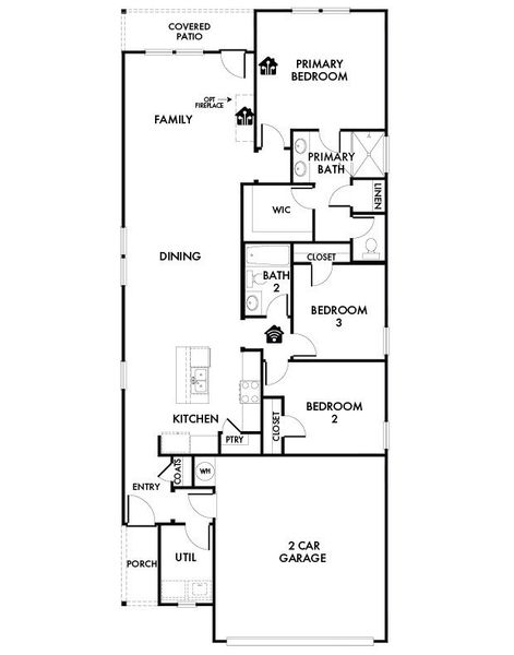 2D floor plan layout for the Elm by Impression Homes in Keeneland, Aubrey, TX (Image 3).