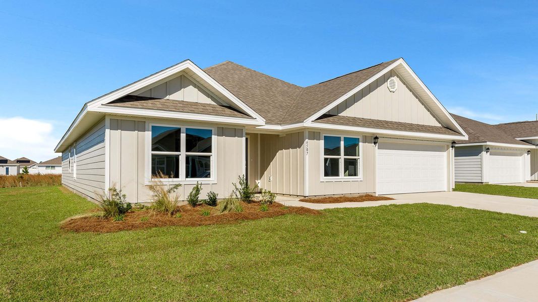 Front exterior of a new home in Destini Lane, Panama City, FL, highlighting curb appeal (Image 19).