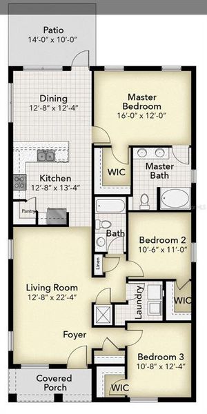 2D floor plan layout of this home in Rolling Hills, Bell, FL (Image 3).
