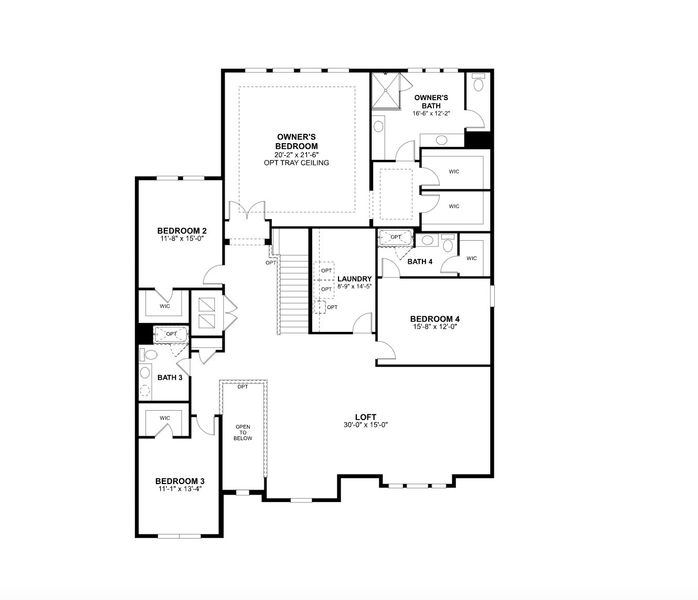 2D floor plan layout for the Lake Star by M/I Homes in Solace at Corner Lake, Orlando, FL (Image 4). 2D floor plan layout for the Lake Star by M/I Homes in Solace at Corner Lake, Orlando, FL (Image 4).