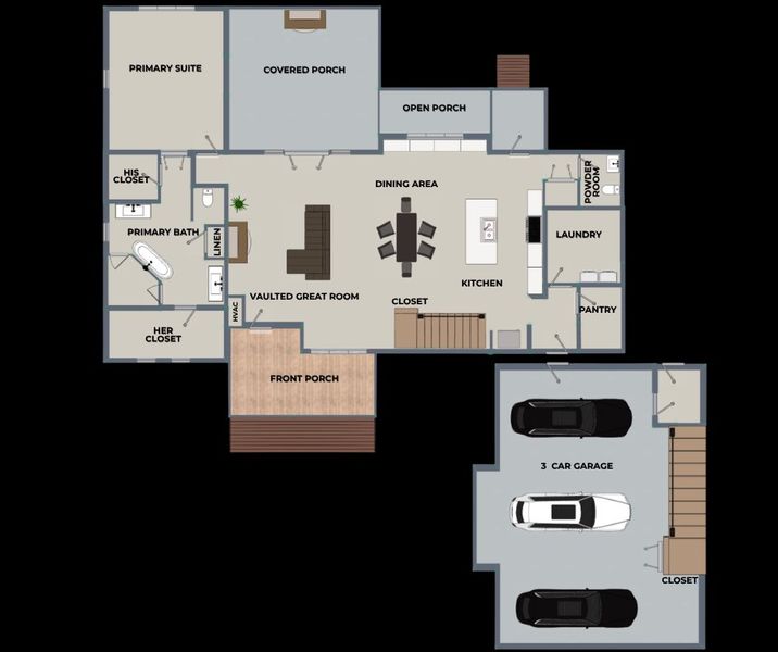2D floor plan layout for the Farmington by Riverstone Construction, LLC in Jasper Highlands, Guild, TN (Image 5). 2D floor plan layout for the Farmington by Riverstone Construction, LLC in Jasper Highlands, Guild, TN (Image 5).