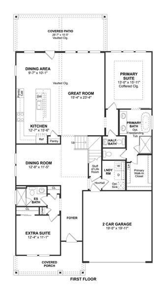2D floor plan layout for the Davenport by K. Hovnanian® Homes in The Preserve at Green Meadows, Celina, TX (Image 3). 2D floor plan layout for the Davenport by K. Hovnanian® Homes in The Preserve at Green Meadows, Celina, TX (Image 3).