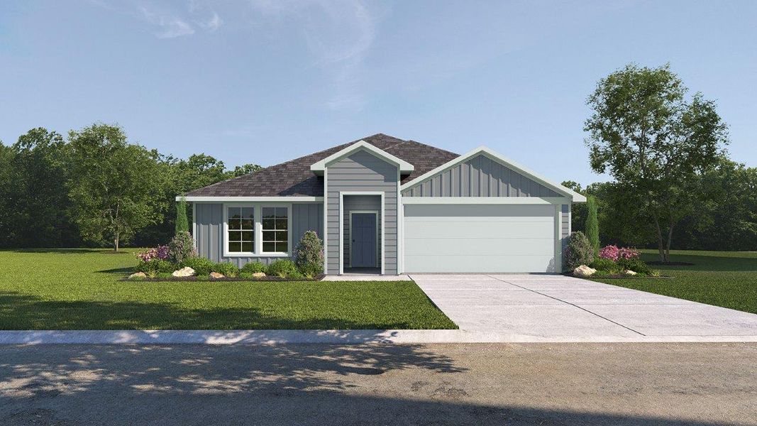 Front exterior of a new home in China Grove, China, TX, highlighting curb appeal (Image 2). Front exterior of a new home in China Grove, China, TX, highlighting curb appeal (Image 2).