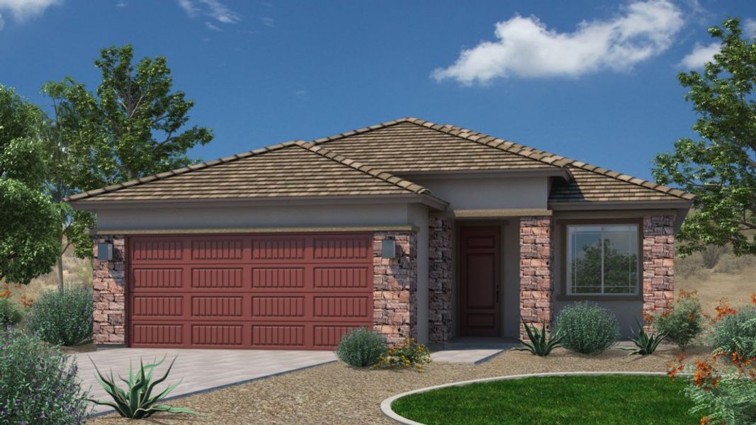 Representative exterior photo of a completed home built from the Plan 3510 by Scott Communities in The Views at Rancho Cabrillo, Peoria, AZ (Image 2). Representative exterior photo of a completed home built from the Plan 3510 by Scott Communities in The Views at Rancho Cabrillo, Peoria, AZ (Image 2).