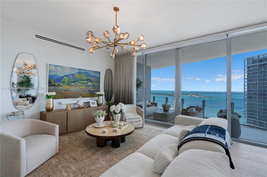 Furnished interior view inside a new home in Aston Martin Residences, Miami (Image 10).