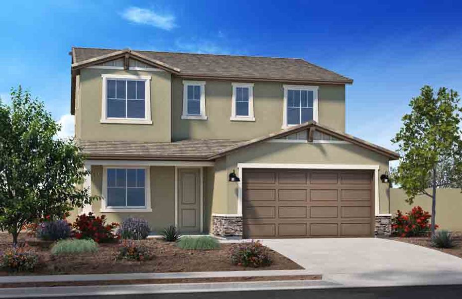 Representative exterior photo of a completed home built from the 2609 by Homes by Towne in Ryder Ranch, Surprise, AZ (Image 5). Representative exterior photo of a completed home built from the 2609 by Homes by Towne in Ryder Ranch, Surprise, AZ (Image 5).