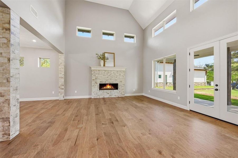 double doors out to the large back patio