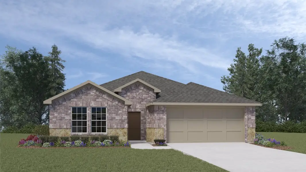 Front exterior of a new home in Windchime, Celina, TX, highlighting curb appeal (Image 1). Front exterior of a new home in Windchime, Celina, TX, highlighting curb appeal (Image 1).