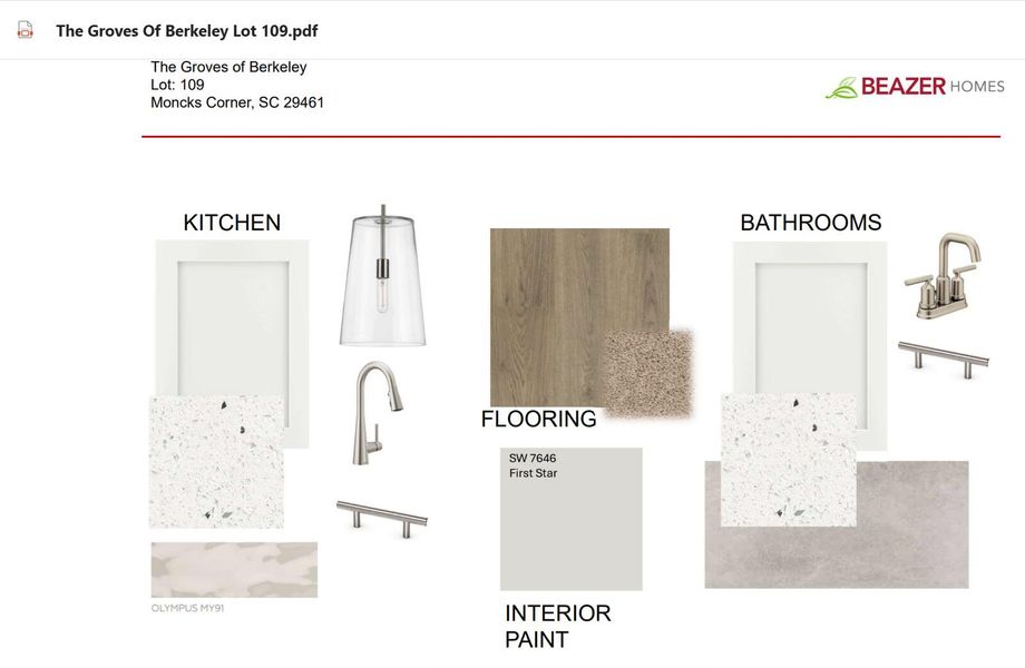 Sample of building materials used in homes in The Groves of Berkeley, Moncks Corner (Image 25).