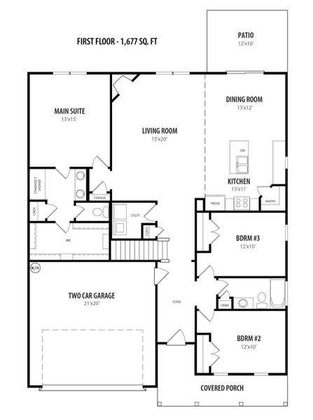 2D floor plan layout for the Hogan by RiverWILD Homes in Maggie Way, Wendell, NC (Image 6). 2D floor plan layout for the Hogan by RiverWILD Homes in Maggie Way, Wendell, NC (Image 6).