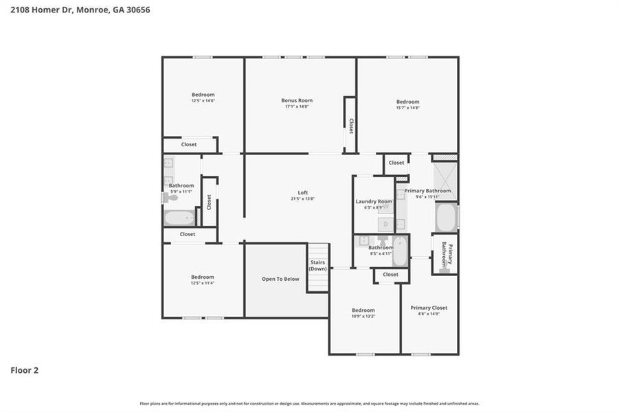 2D floor plan layout of this home in River Pointe, Monroe, GA (Image 6).