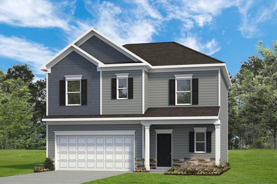 Front exterior of a new home in Cantigny Park, Clarksville, TN, highlighting curb appeal (Image 1).