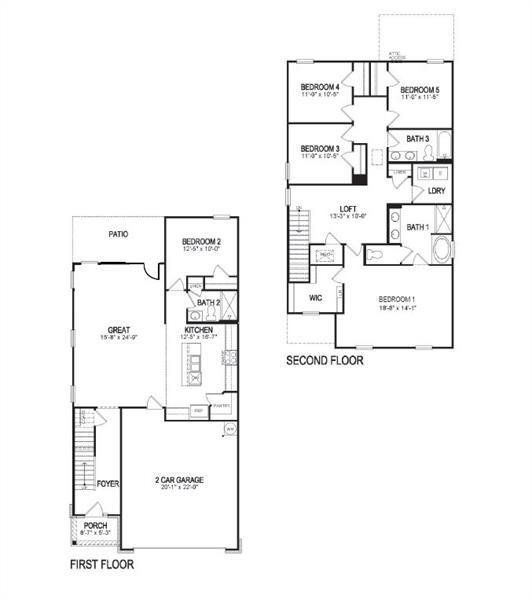 2D floor plan layout of this home in Sheffield Highlands, Dallas, GA (Image 5).