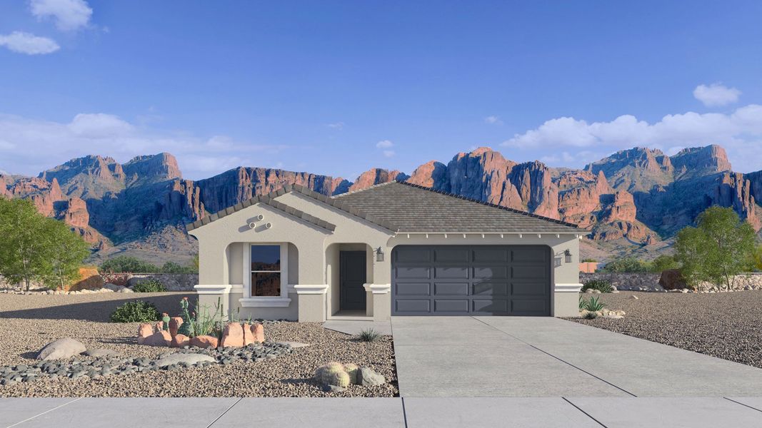 Representative exterior photo of a completed home built from the Easton by D.R. Horton in Del Rio Ranch, Avondale, AZ (Image 1).