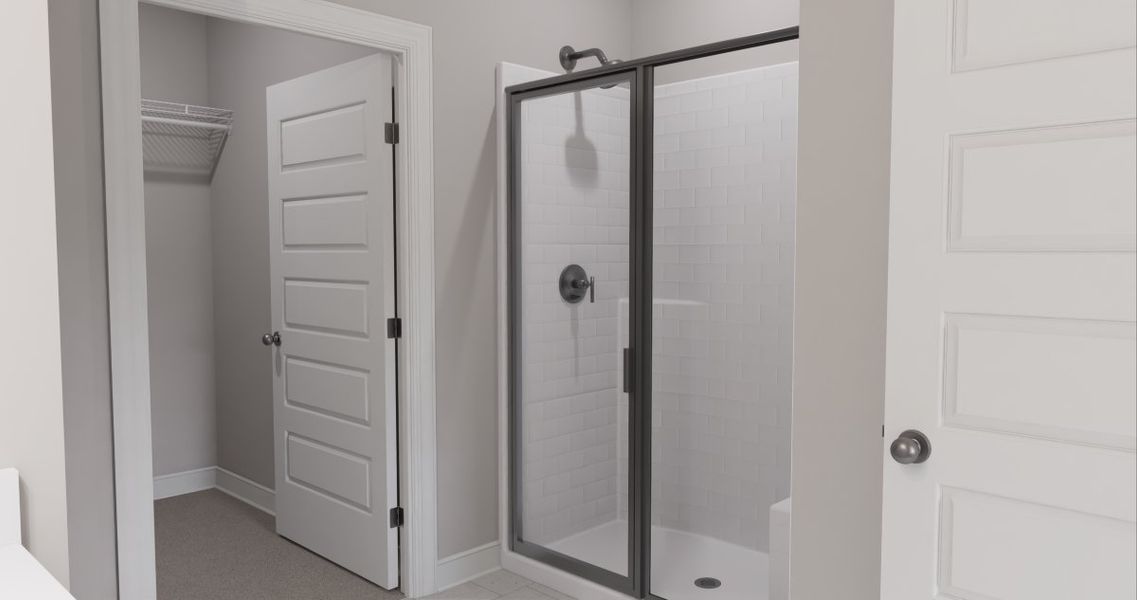 Virtually staged rendering - features may vary. First Floor Primary en suite Bath