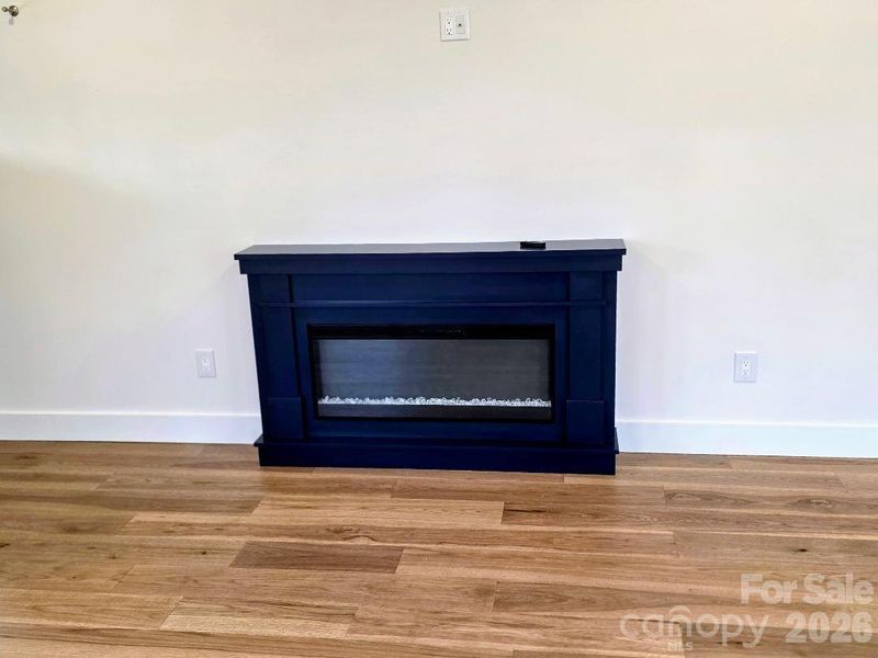 Contemporary electric fireplace in the family room