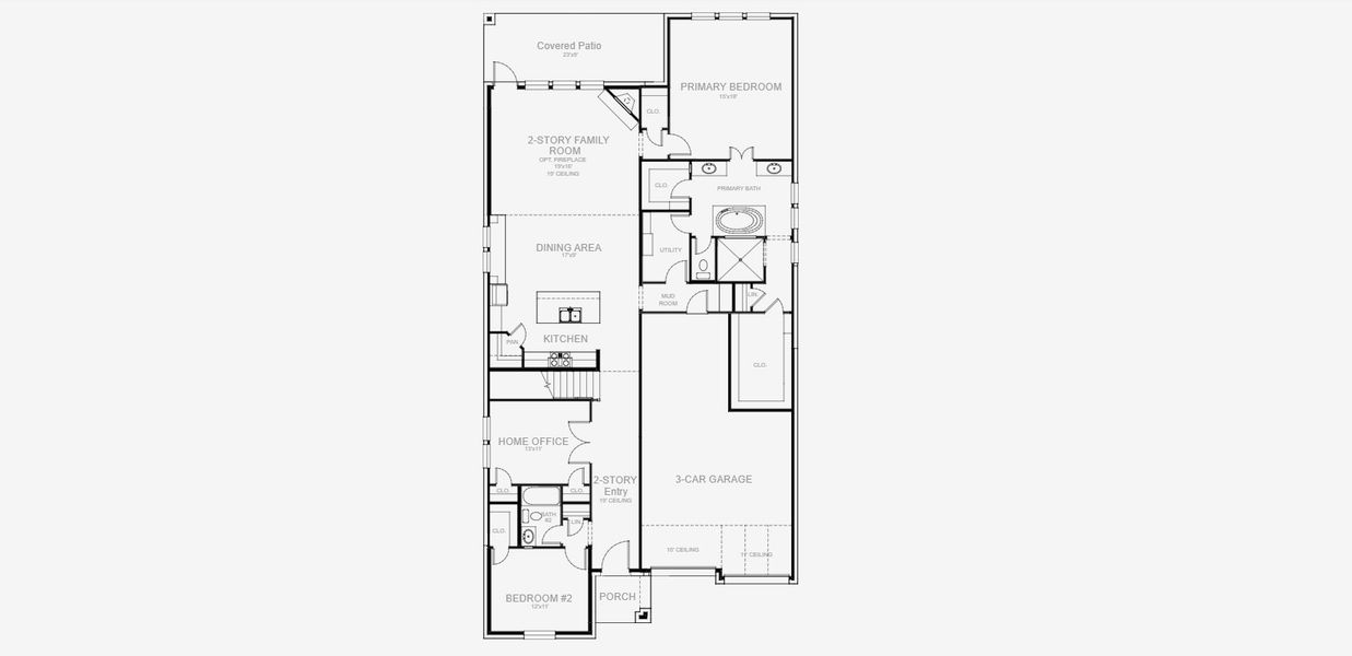 2D floor plan layout for the 3241W by Perry Homes in Trinity Falls At Province Woods 50', McKinney, TX (Image 4).