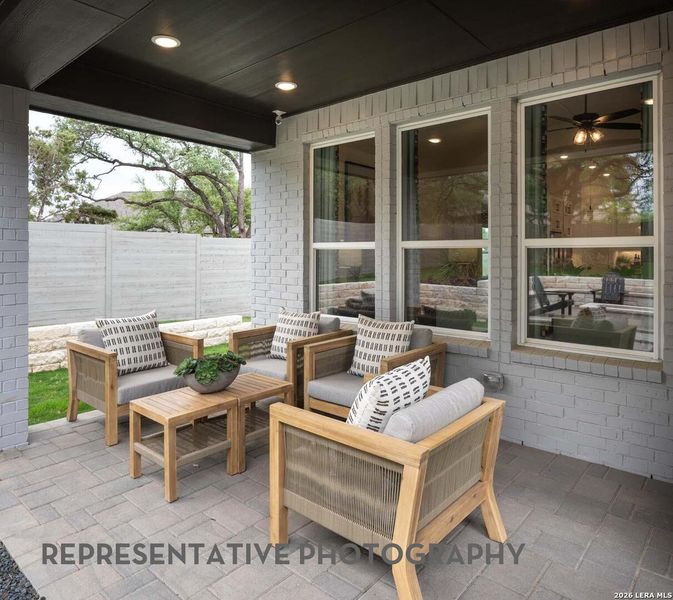 Exterior details and patio area of a home in Prominence, San Antonio (Image 21).